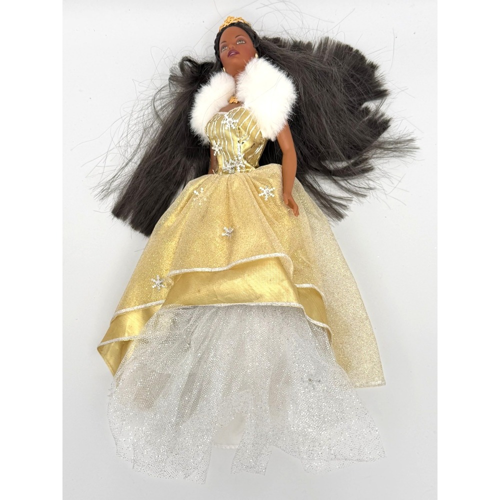 2000 Celebration Barbie African American Holiday Doll 28270 Gold Gown Loose